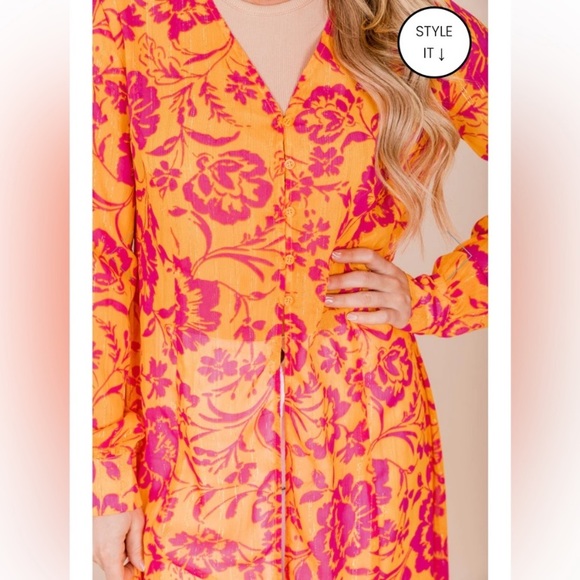 Pink Lily X Natalie Kennedy Meet Me in Turks Floral Maxi Duster Beach Swim Cover - Picture 6 of 15